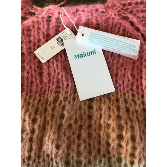 Maiami Mohair Knit Multi Colored Striped Sweater Anthropologie Medium - Picture 5 of 5